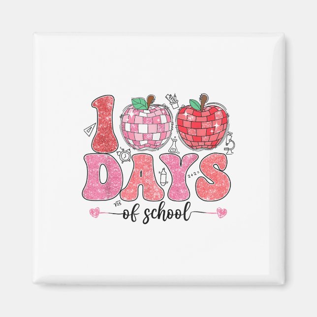 Retro 100 dagar skolledighet Ansikte 100 dagar Magnet (Framsidan)