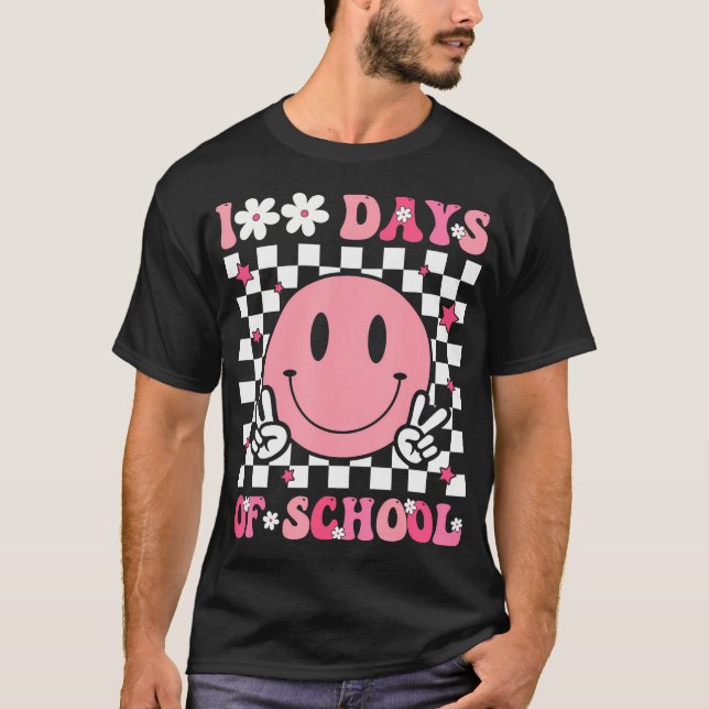 Retro 100 dagars skolbarnslärare 100 dagar före t shirt (Framsida)