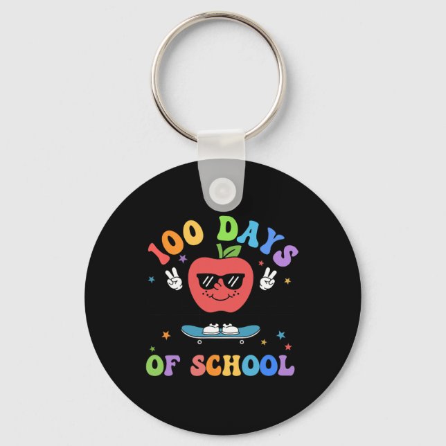 Retro 100 dagars skollärarbarn 100 dagar nyckelring (Framsida)