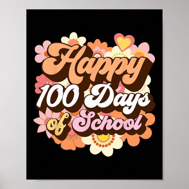 Retro 100 dagars skollärarbarn Groovy 100t Poster (Framsidan)