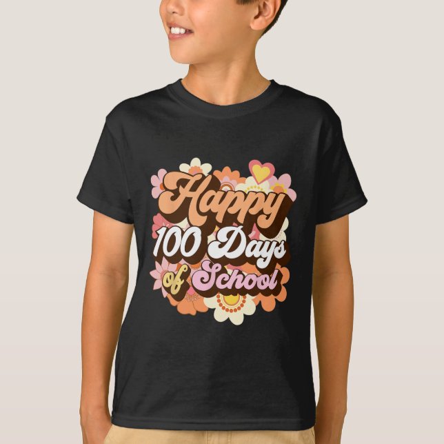 Retro 100 dagars skollärarbarn Groovy 100t T Shirt (Framsida)
