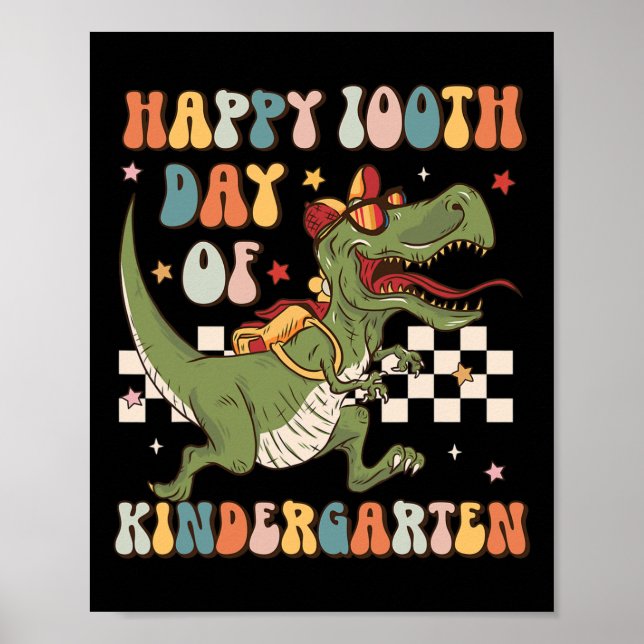Retro 100 Kindergarten-dagen 100 skoldagar Poster (Framsidan)