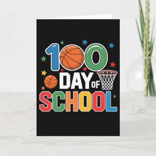 Retro 100 skoldagar basketboll fan design kort