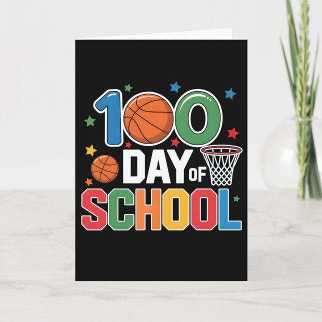 Retro 100 skoldagar basketboll fan design kort (Framsida)