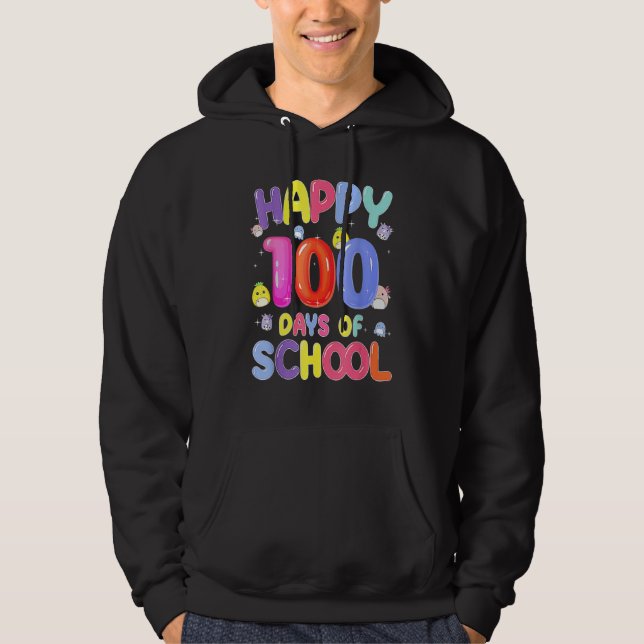 Retro 100th Day Of School Teachers Kids Child Happ Hoodie (Framsida)