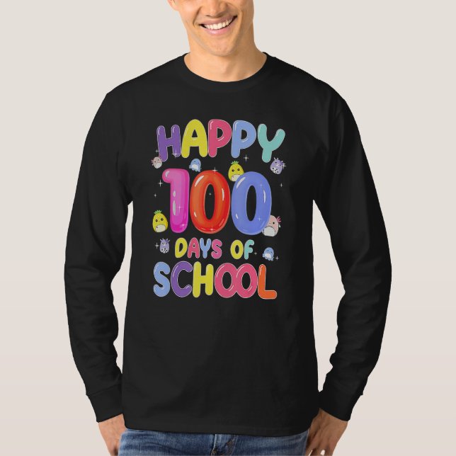 Retro 100th Day Of School Teachers Kids Child Happ T Shirt (Framsida)