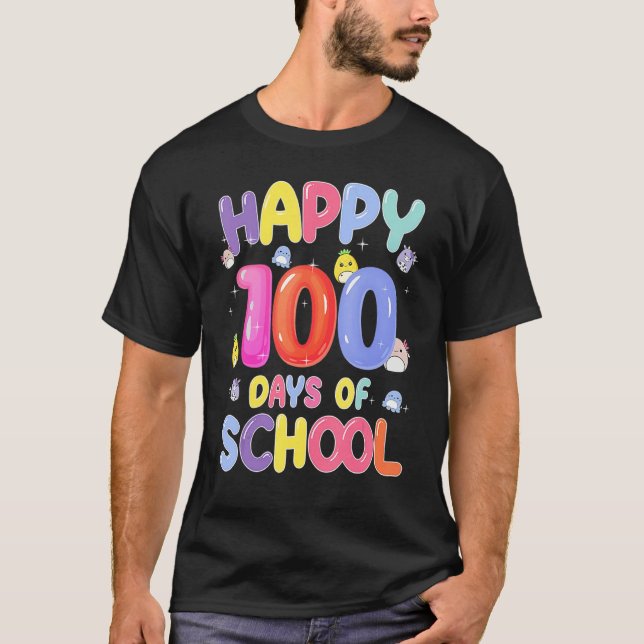 Retro 100th Day of School Teachers Kids Child Happ T Shirt (Framsida)