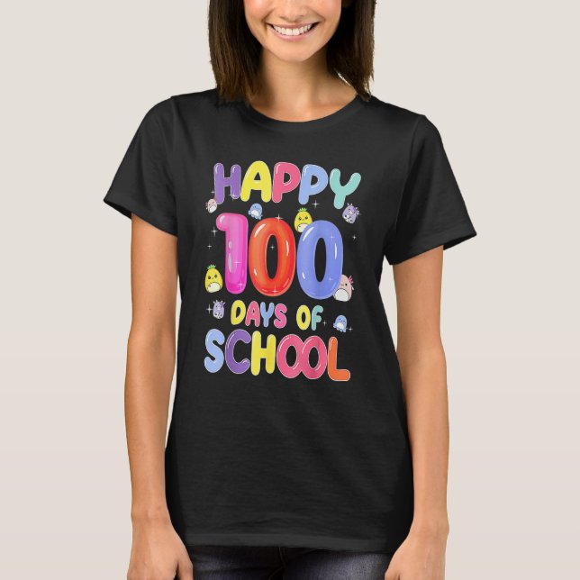 Retro 100th Day of School Teachers Kids Child Happ T Shirt (Framsida)