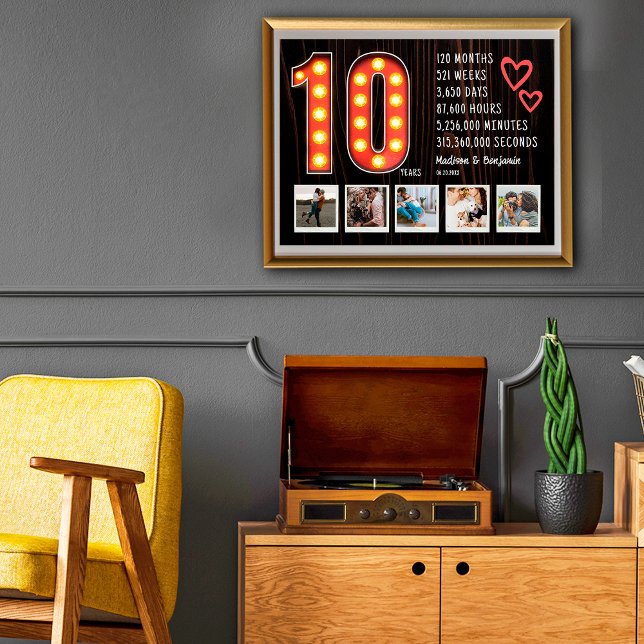 Retro 10-årsjubileum Hearts Anpassningsbar Photo C Poster (Skapare uppladdad)