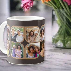 Retro 12 bildsnurra blomblad Brun Kaffemugg
