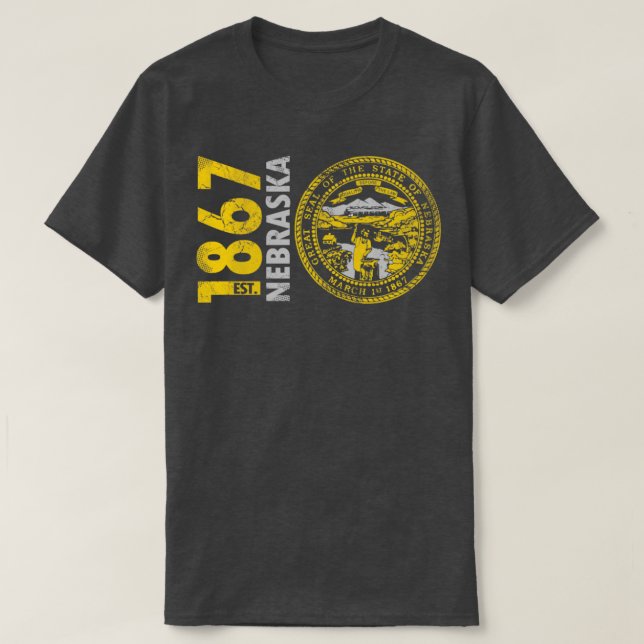 Retro 1867 Nebraska Statlig flagga T Shirt (Design framsida)