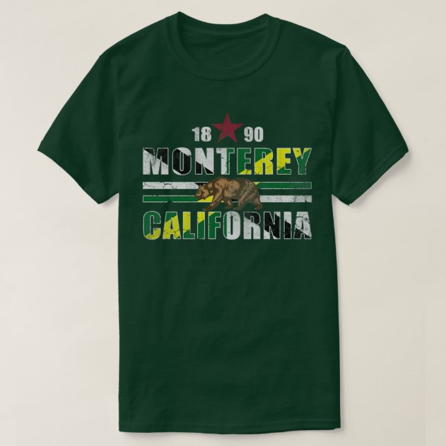 Retro 1890 Monterey California Flagga T Shirt (Design framsida)