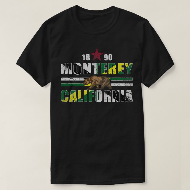 Retro 1890 Monterey California Flagga T Shirt (Design framsida)