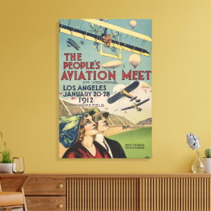 Retro 1912 Los Angeles Flygshow Resa Konst Canvastryck