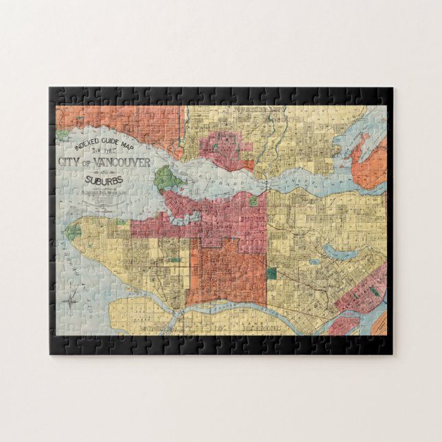 Retro 1914 Karta City of Vancouver British Columbi Pussel (Horisontell)