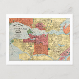 Retro 1914 Karta City of Vancouver British Columbi Vykort