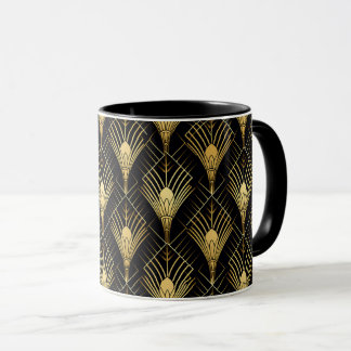 Retro 1920-talets Art Deco Black Guld Geometric Mö Mugg