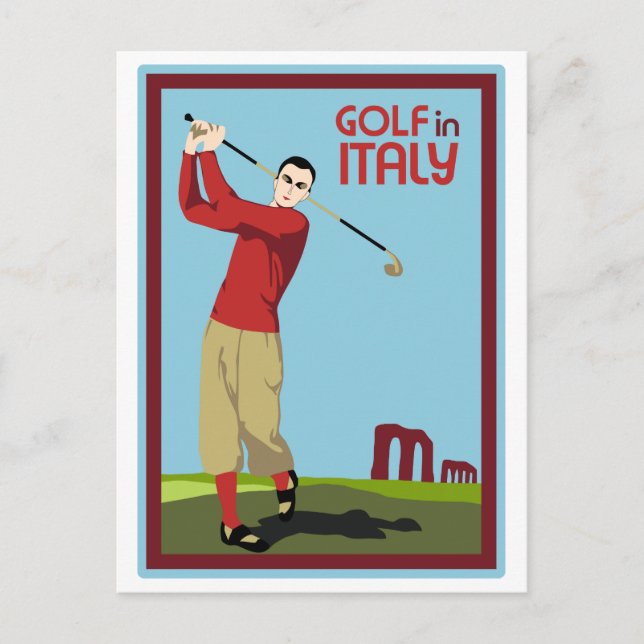 Retro 1920-talets stil Golf i rese- och reklamtid  Vykort (Framsida)