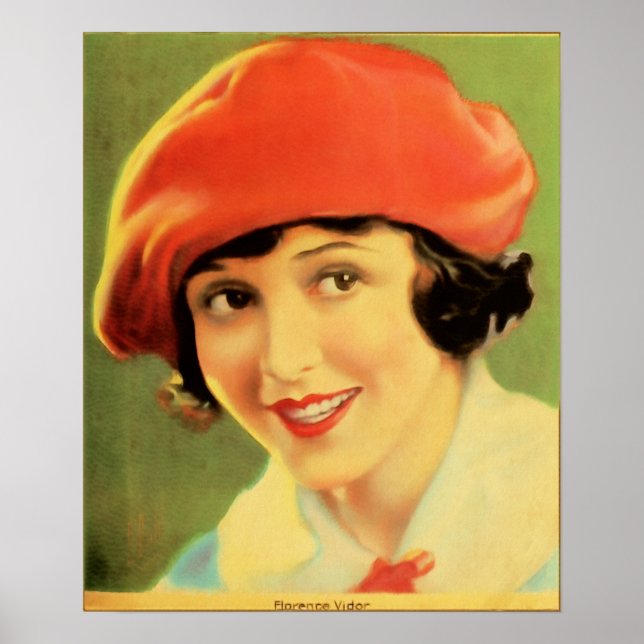 Retro 1920-talets tystlåtna filmer Actress Florenc Poster (Framsidan)