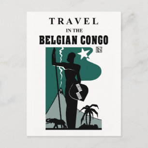 Retro 1930-talets resa till Afrika stil, Belgien, Vykort