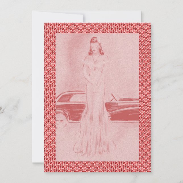 Retro 1940-talets middag och dansande inbjudningar (Framsida)