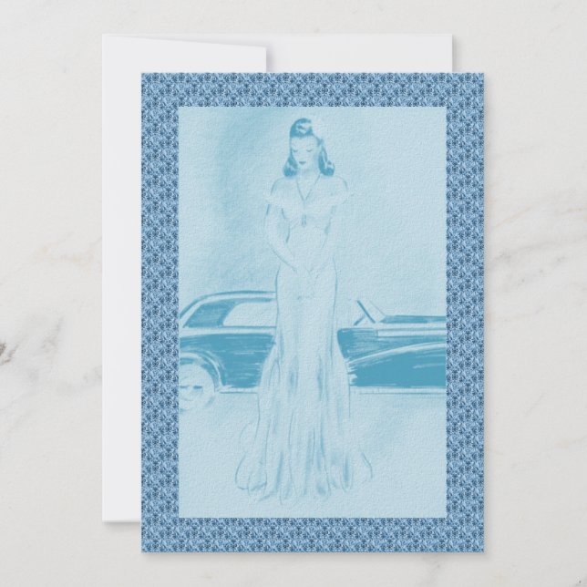 Retro 1940-talets middag och dansande inbjudningar (Framsida)