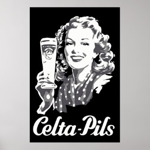 Retro 1940s-1950-talet stil belgisk logotyp och poster