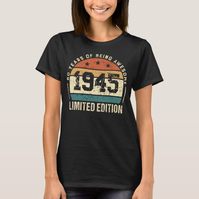 Retro 1945 presentidé för 80-årsdag t shirt (Framsida)