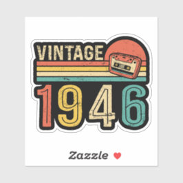 Retro 1946 Birthday Music Lover Cassette Tape Bday Klistermärken