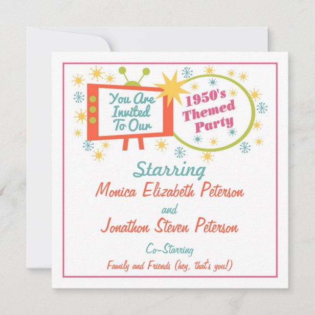 Retro 1950:s inbjudan till den tredje parten (Framsida)