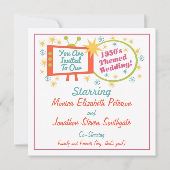 Retro 1950:s Thabel bröllopsinbjudan Inbjudningar (Framsida)