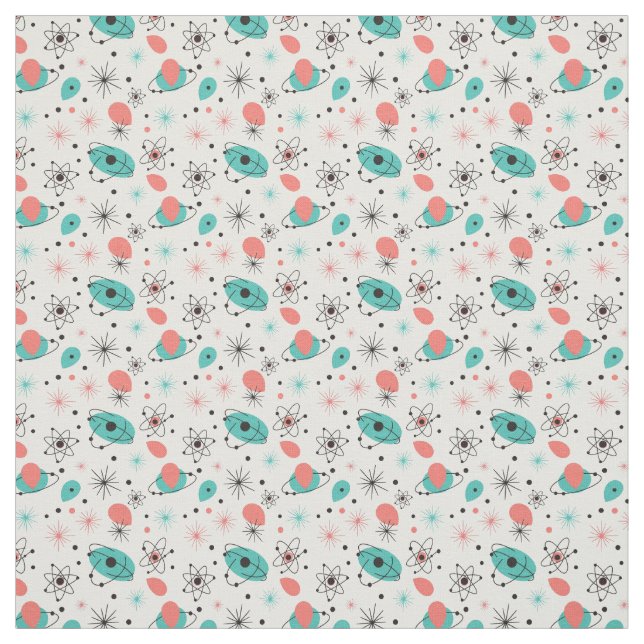 Retro 1950-tal Atomisk Stjärnexplosion & Kretsande Tyg (Provkarta)