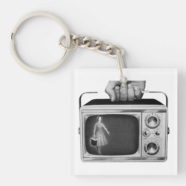 Retro 1950-tal Bärbar TV Mid-Century (Framsidan)