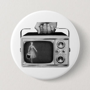 Retro 1950-tal Bärbar TV Mid-Century Knapp