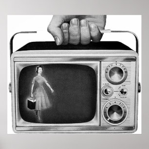 Retro 1950-tal Bärbar TV Mid-Century Poster