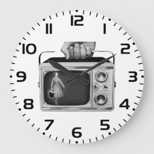 Retro 1950-tal Bärbar TV Mid-Century Stor Klocka