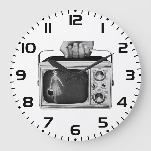 Retro 1950-tal Bärbar TV Mid-Century Stor Klocka (Framsida)