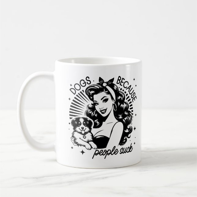 Retro 1950-tal Glamourflicka Roligt Sarksastiskt C Kaffemugg (Vänster)