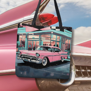 Retro 1950-tal Rosa Bil Mid-Century Diner Tygkasse