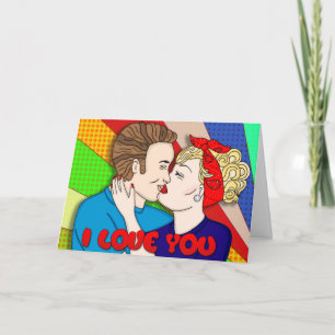 Retro 1950-tal Stil Pop Art Romantiska Alla Hjärta Kort