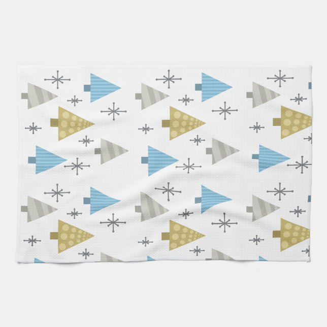 Retro 1950-talet Julgranar Kökshandduk (Horisontell)