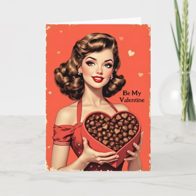 Retro 1950-talet Pin-Up Alla hjärtans dag Helgkort (Framsida)
