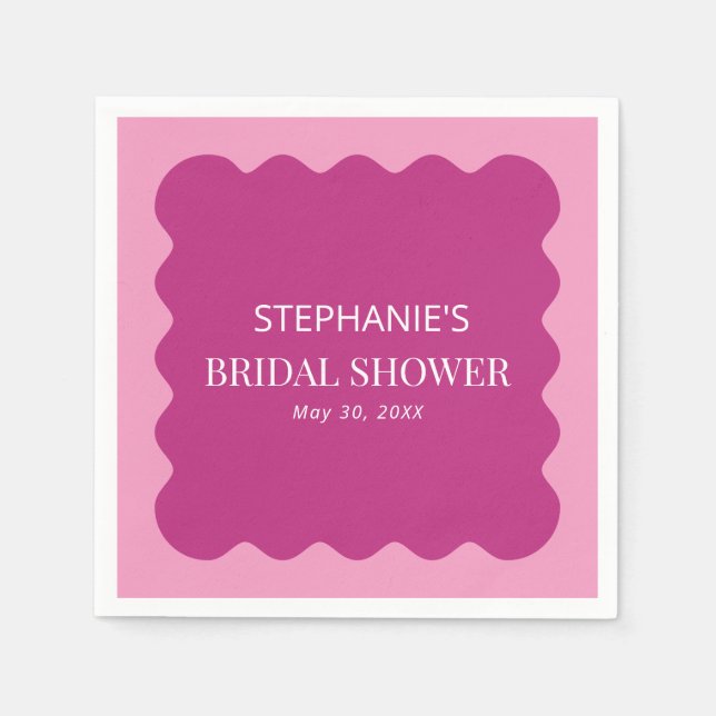 Retro 1950-talet Vågigt Kant Magenta och Rosa Möhi Pappersservett (Framsidan)