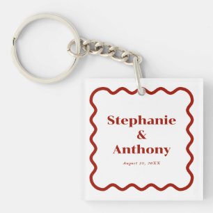 Retro 1950-talet Vågigt Kant Mörk Red Bröllop