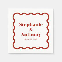 Retro 1950-talet Vågigt Kant Mörk Red Bröllop