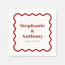 Retro 1950-talet Vågigt Kant Mörk Red Bröllop Pappersservett