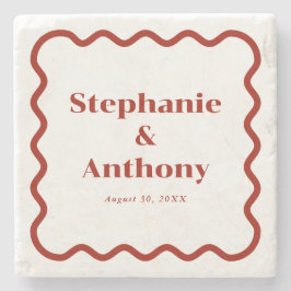 Retro 1950-talet Vågigt Kant Mörk Red Bröllop Stenunderlägg