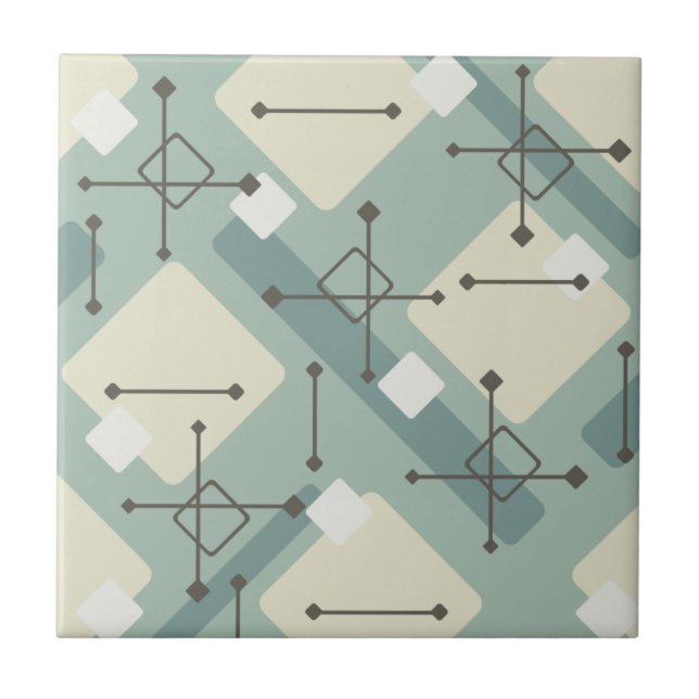 Retro 1950-talets Art Diamonds Sage-Grönt Kakelplatta (Framsidan)