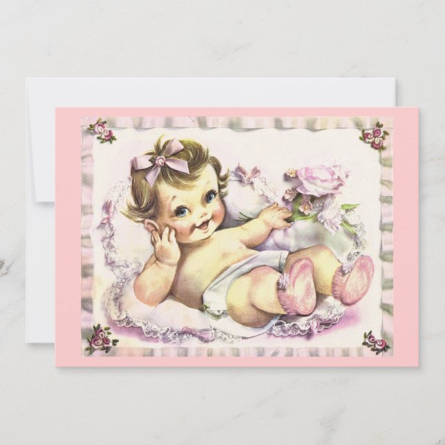 Retro 1950-talets babystövel inbjudningar (Framsida)