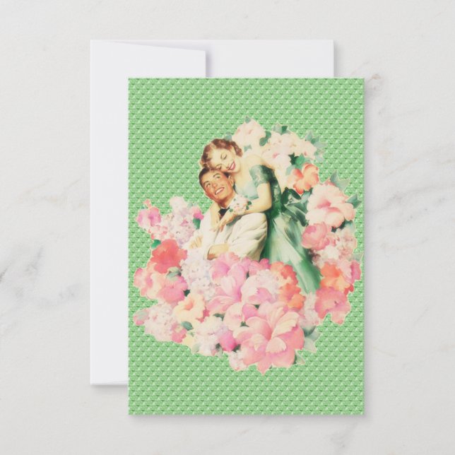 Retro 1950-talets Förlovning Middag Inbjudningar (Framsida)